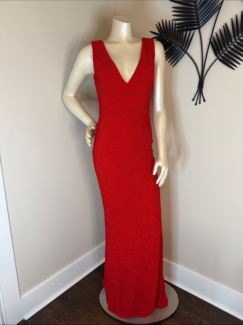 Symphony Sparkling Red V-Neck Maxi Dress